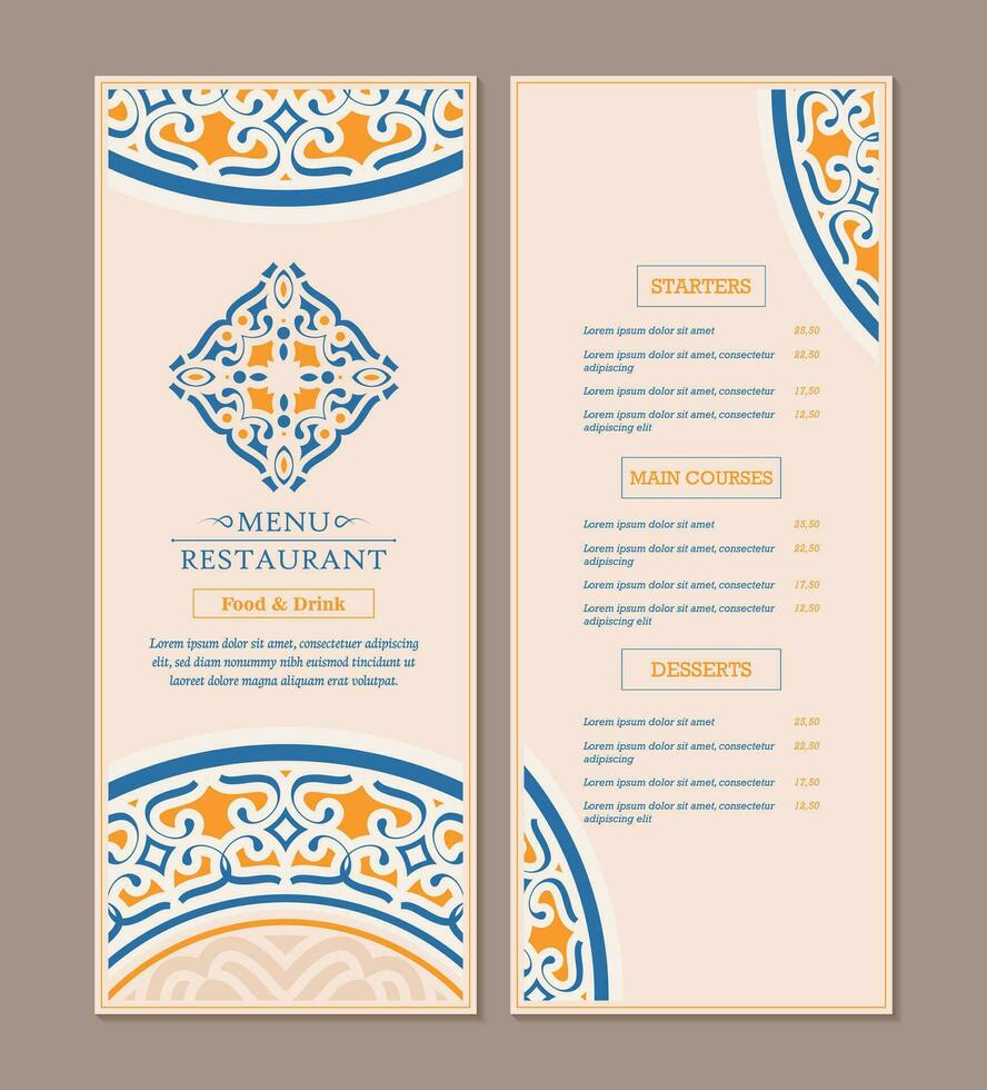 menu-indeling met decoratieve elementen vector