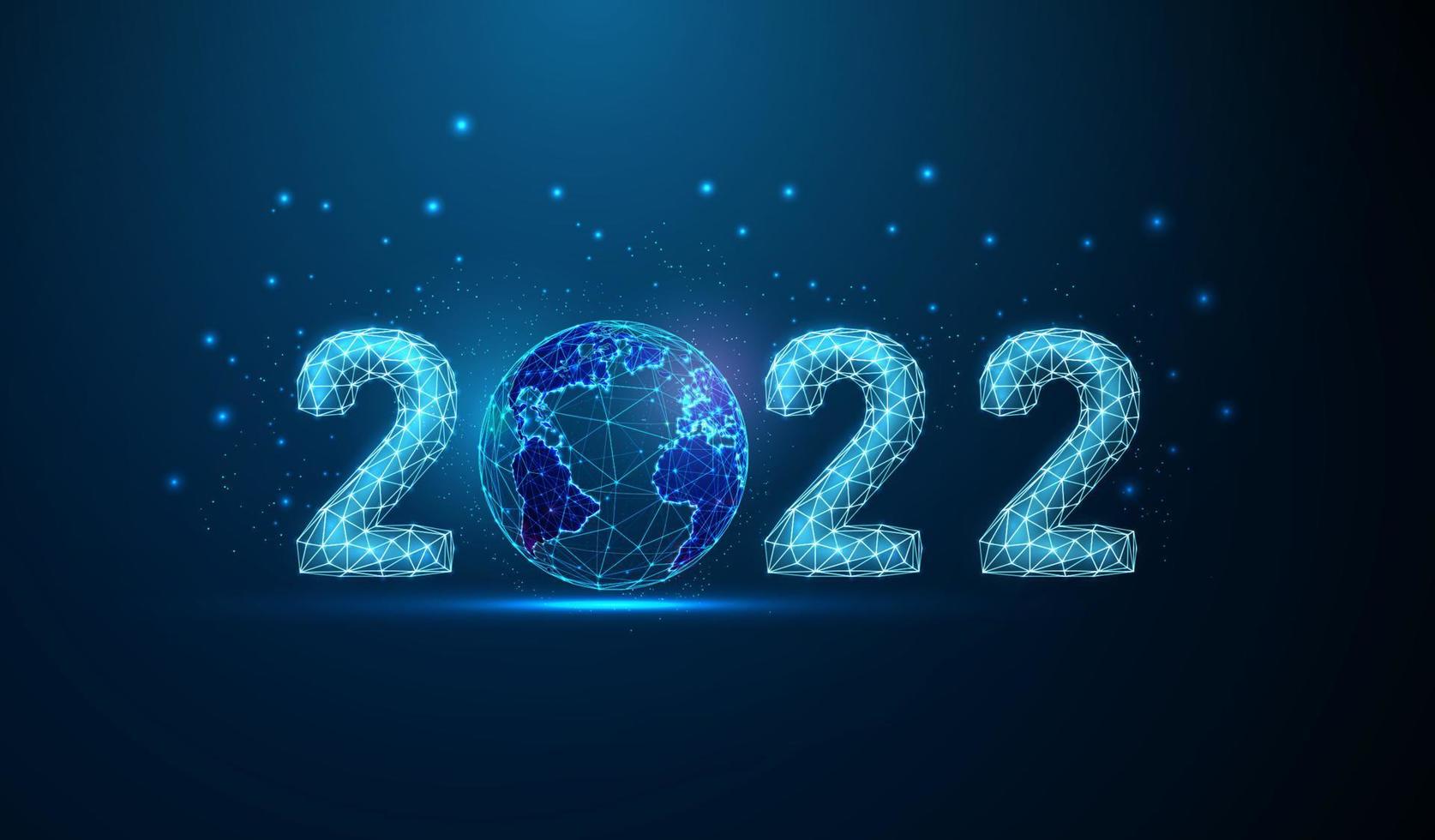 abstracte gelukkig 2022 nieuwjaarswenskaart met planeet vector