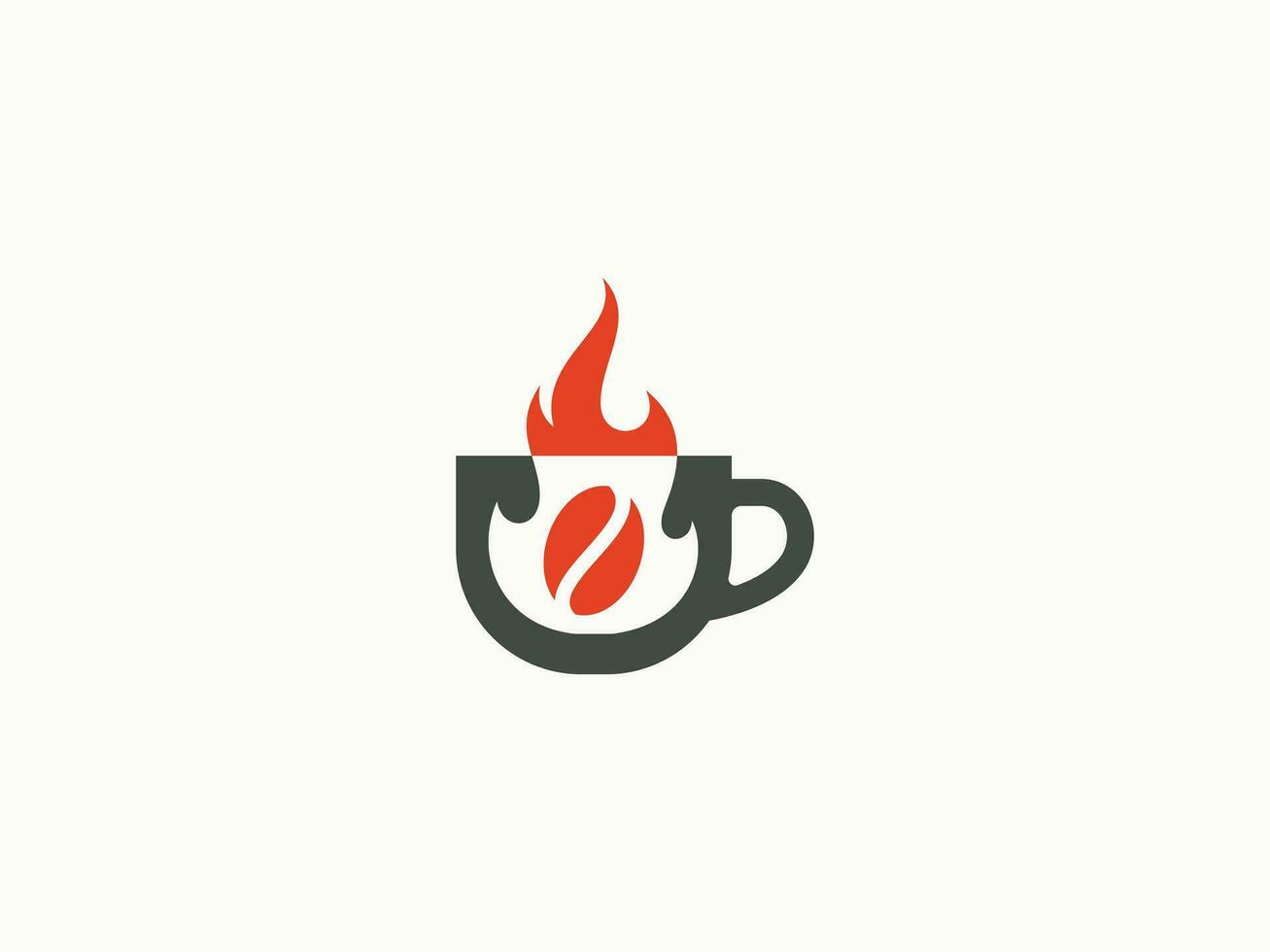 logo koffie met vlam vector icoon illustratie, logo sjabloon