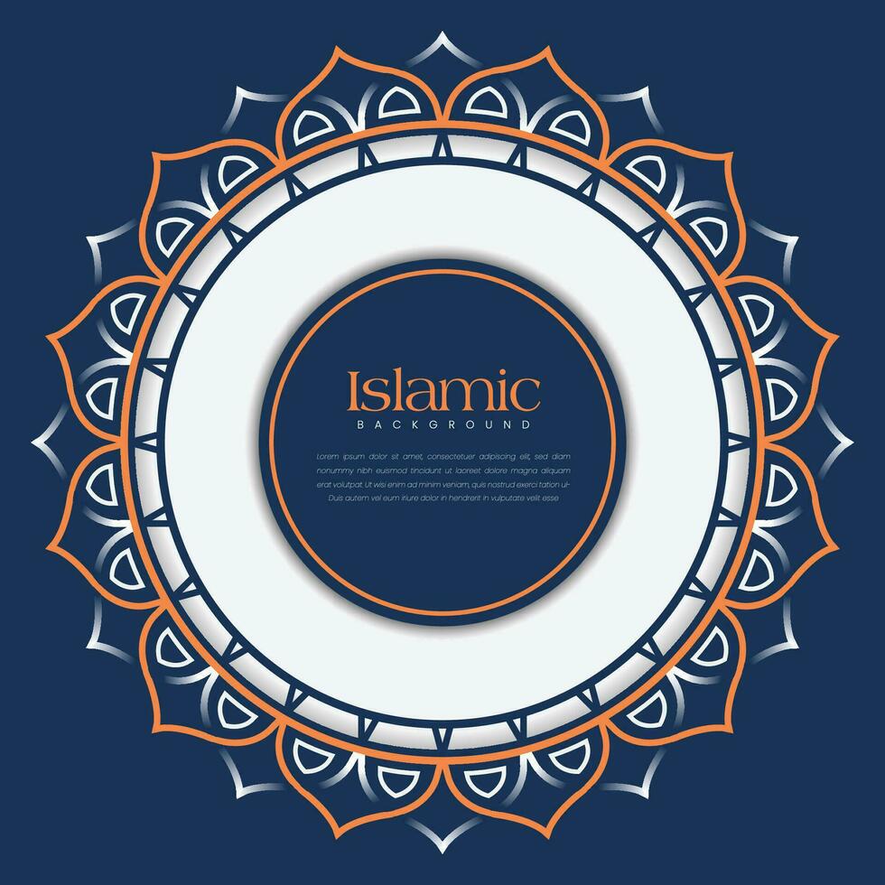 Islamitisch sier- cirkel mandala met gouden en blauw kleur arabesk sier- luxe mandala vector