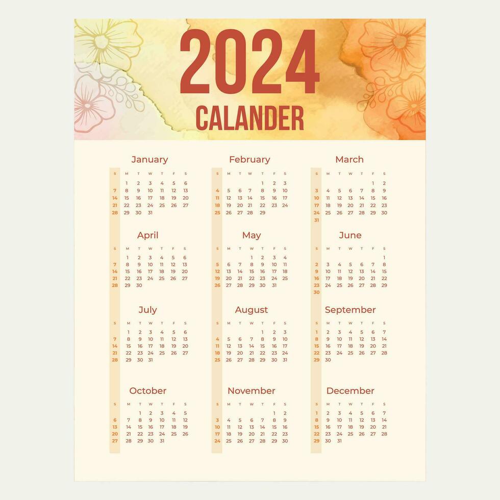 2024 jaar- ontwerper kalender sjabloon schema evenementen of taken vector