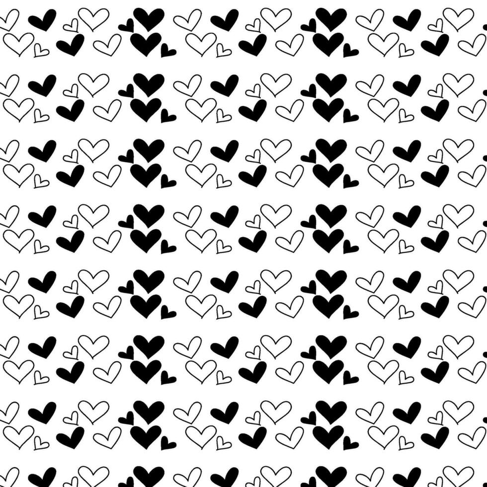 zwart-wit hartenpatroon vector