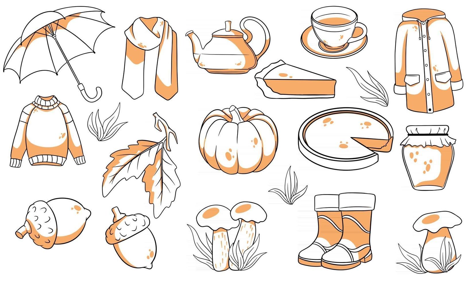 herfst set. grote collectie herfstartikelen. vector