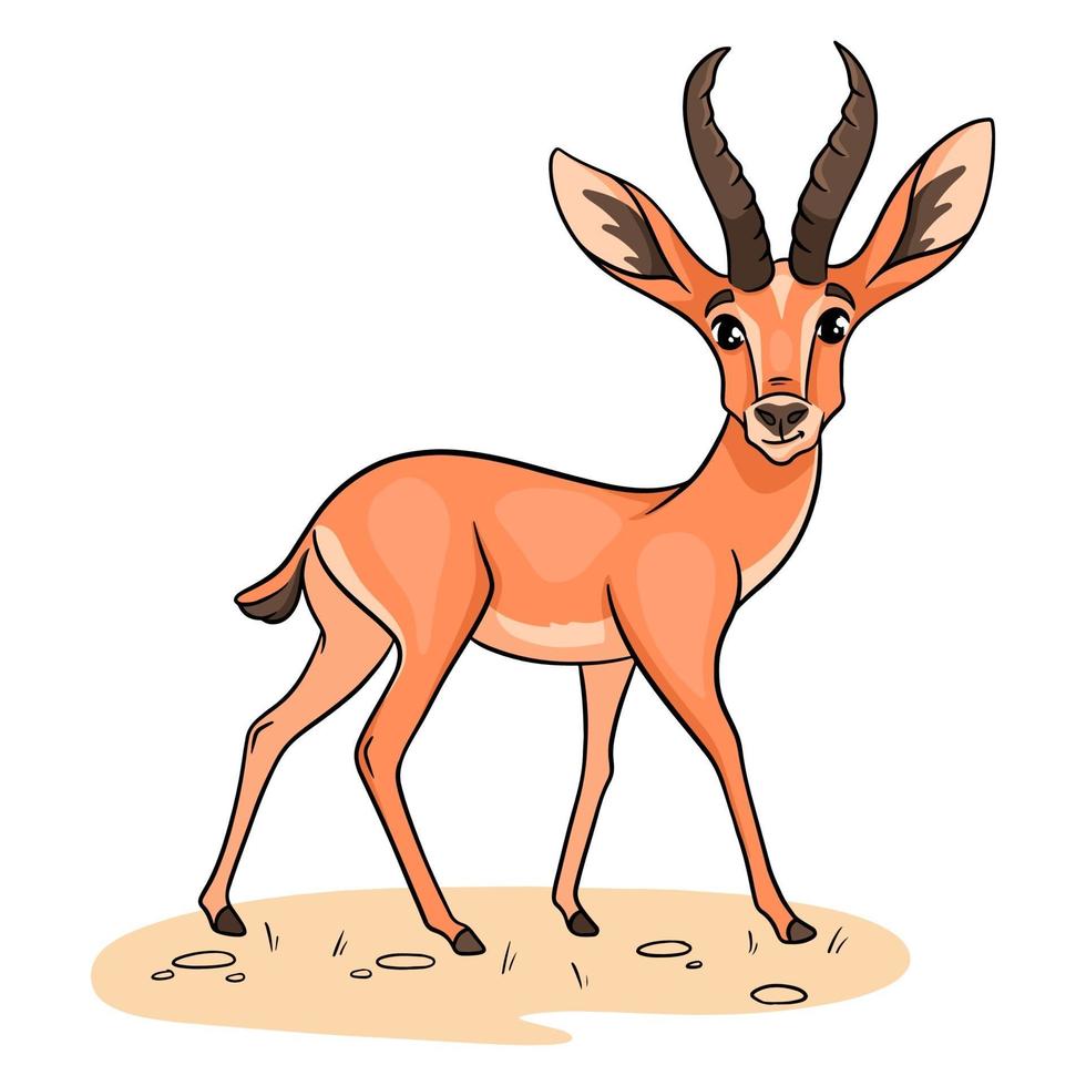 dierlijke karakter grappige gazelle in cartoon-stijl. kinder illustratie. vector