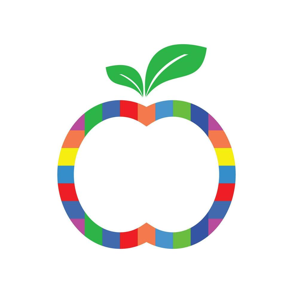 appel icoon. vlak kleur ontwerp. vector illustraties. eps 10. appel symbool icoon met kleurrijk lijn stijl Leuk vinden een regenboog