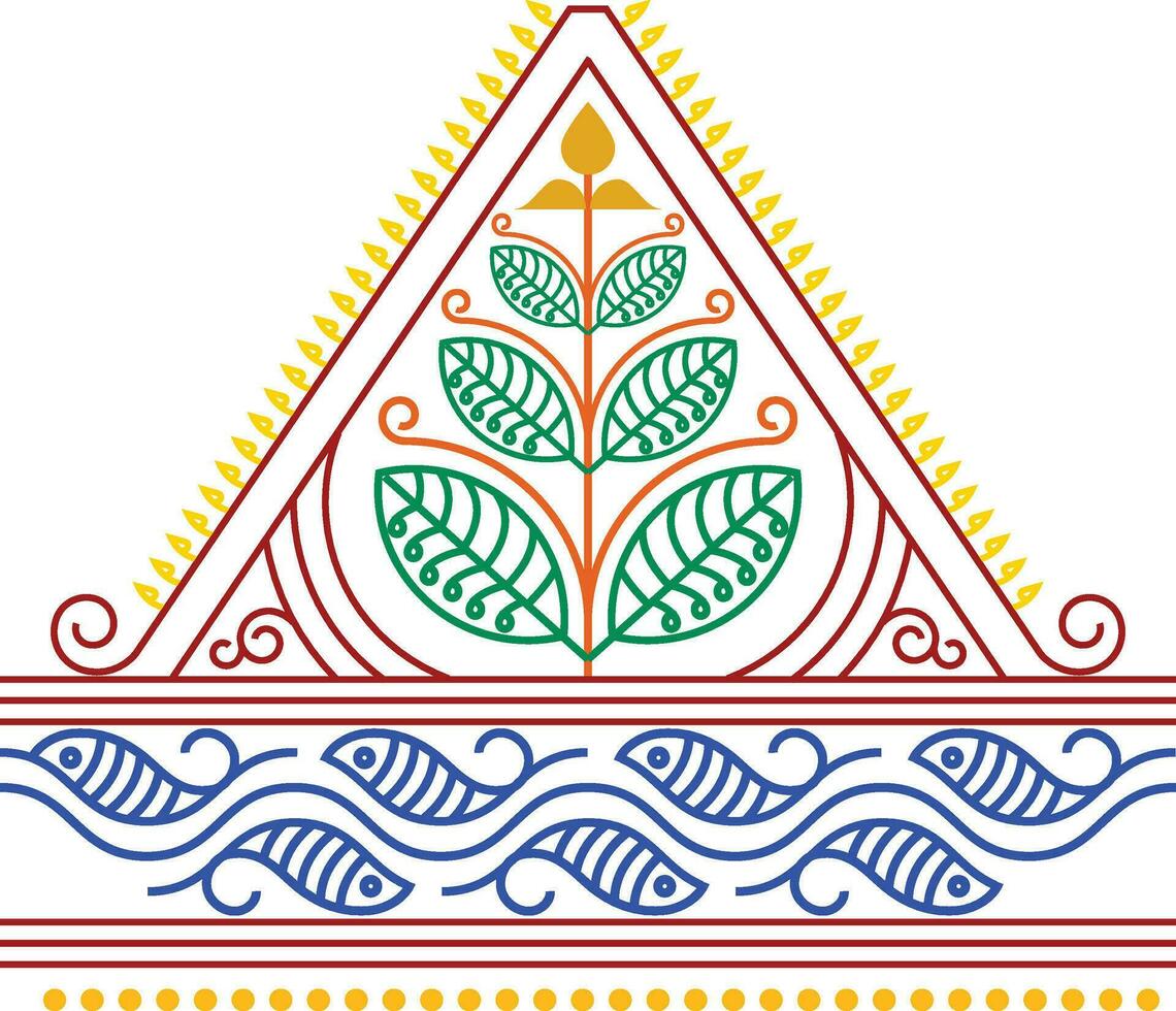 Indisch traditioneel en cultureel rangoli, alpen, kolam, of paisley vector lijn kunst. Bengalen kunst Indië