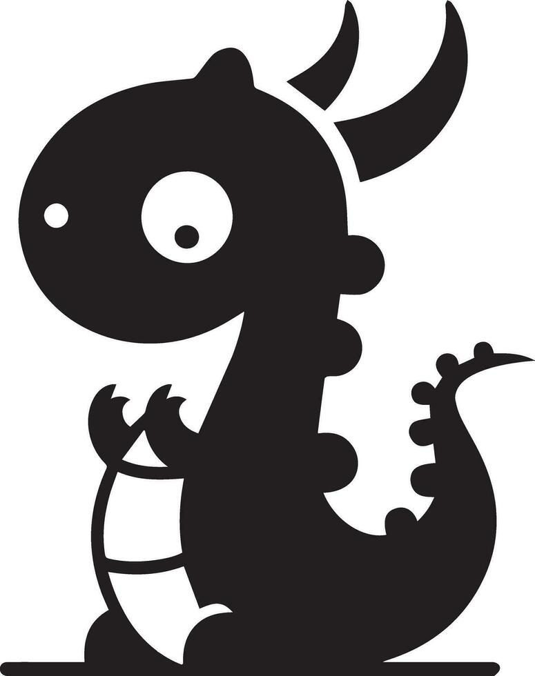 minimaal grappig karakter, draak vector silhouet, zwart kleur silhouet, wit achtergrond 9