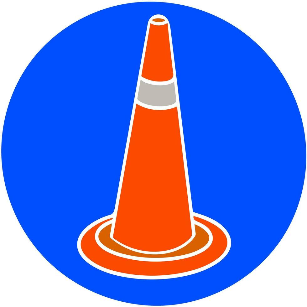 oranje ijshoorntje illustratie met blauw achtergrond. de vector is geschikt naar gebruik voor verkeer poster en veiligheid teken.