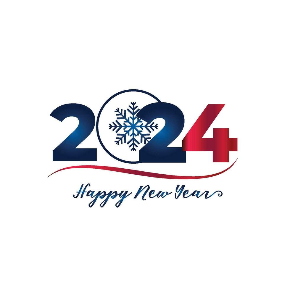 elegant gelukkig nieuw jaar 2024 achtergrond met gouden sneeuwvlok vector