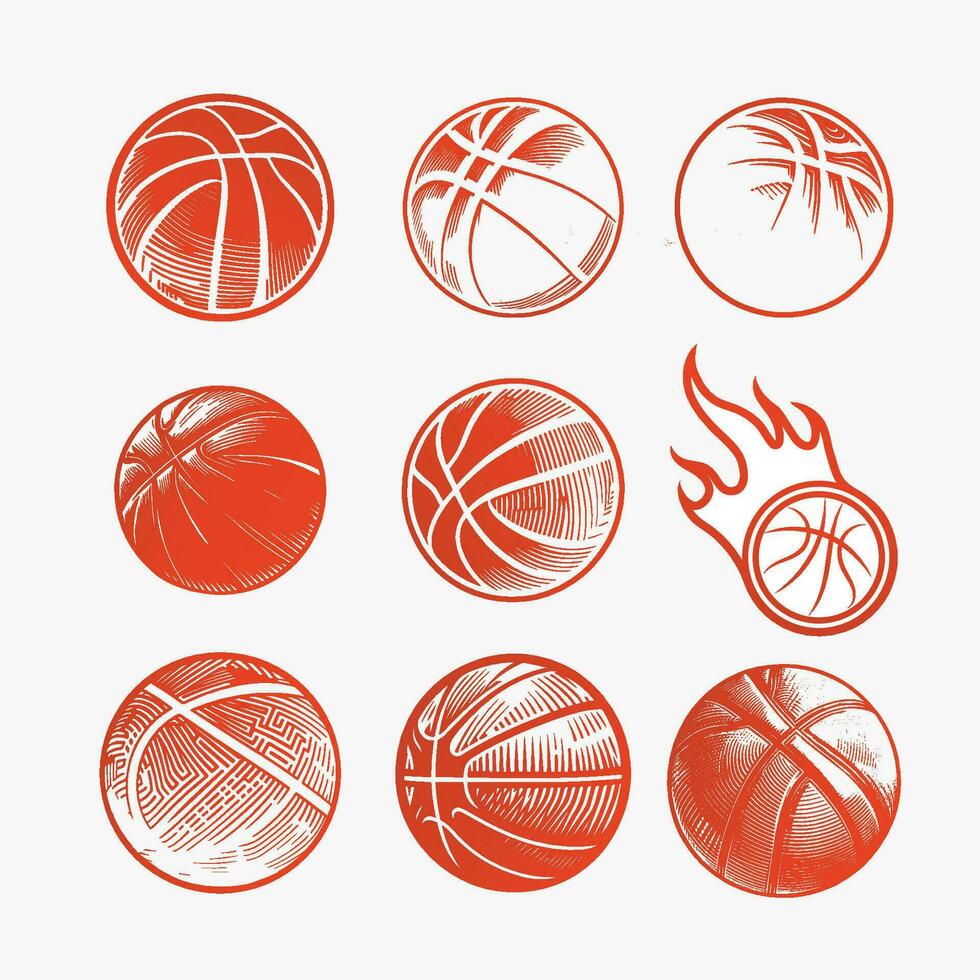 basketbal vector bundel voor afdrukken, basketbal icoon set, basketbal vector illustratie, silhouet vector kunst.