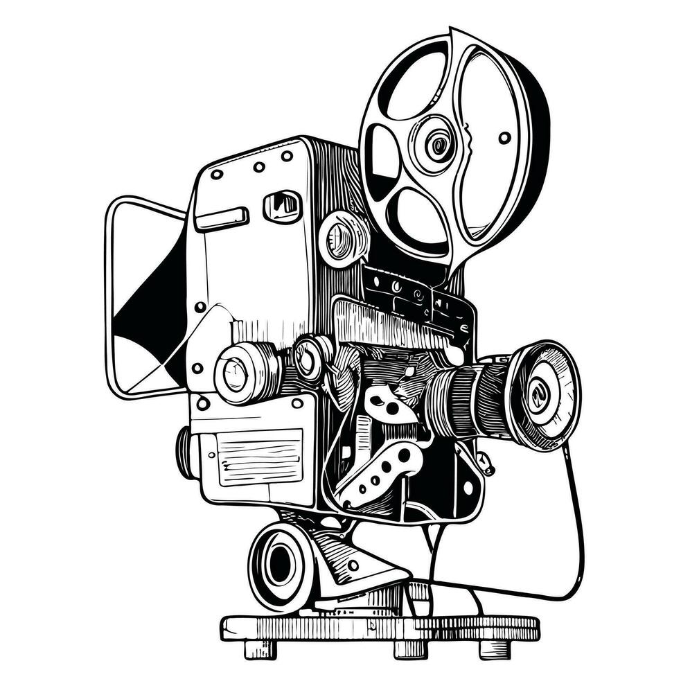 filmstrip projector retro schetsen hand- getrokken in grappig stijl vector illustratie