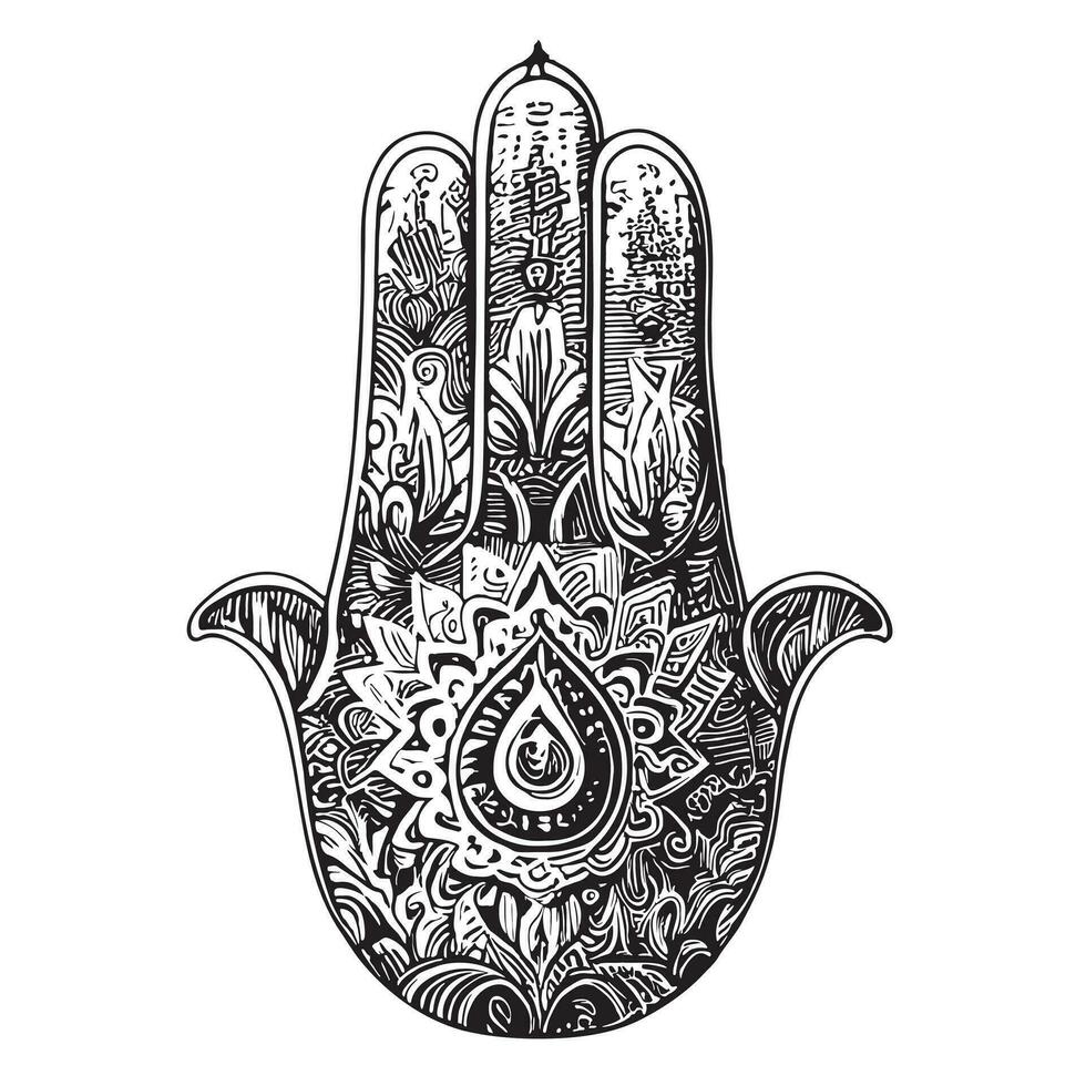 hand- van fatima amulet retro schetsen hand- getrokken schetsen vector illustratie