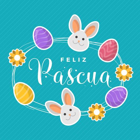 Platte Feliz Pascua belettering typografie Vector achtergrond