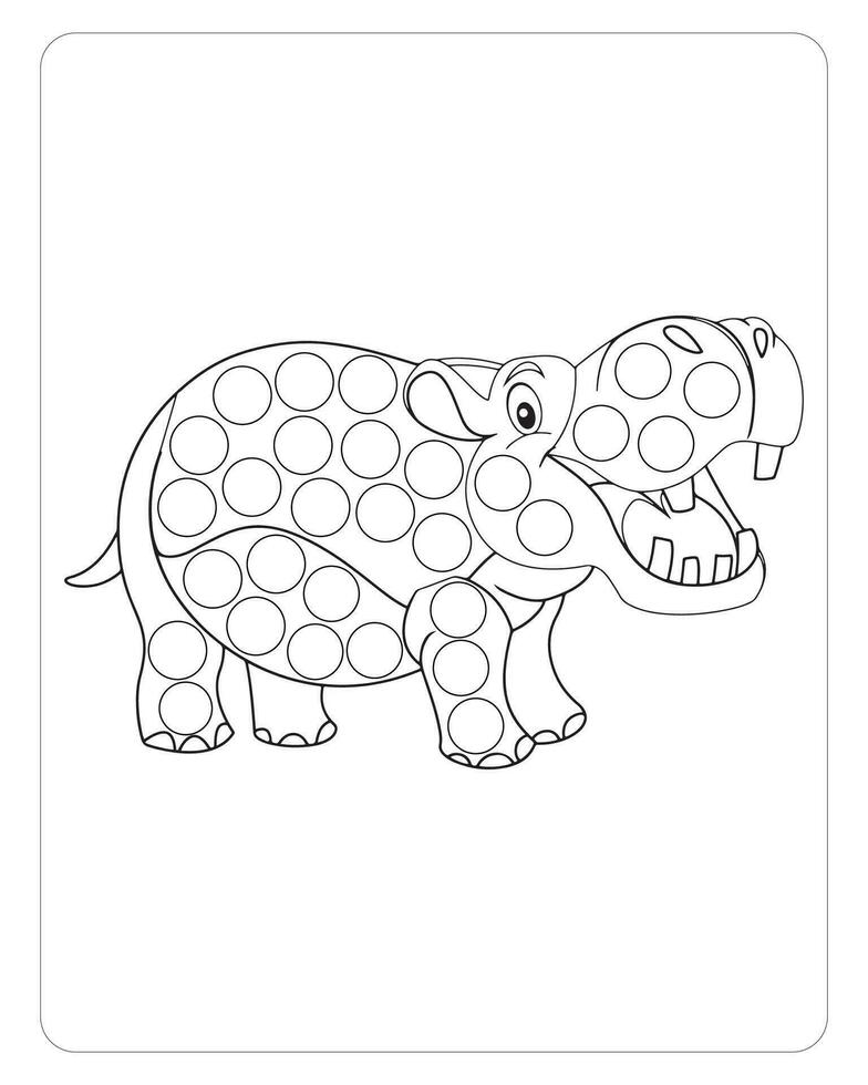 nijlpaard punt markeerstift, punt markeerstift kleur Pagina's voor kinderen. vector