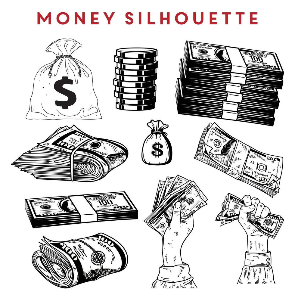 geld silhouet vector ontwerp reeks