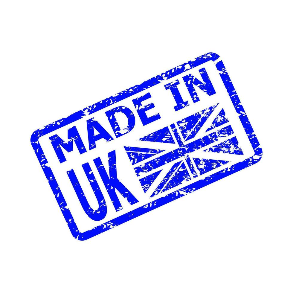 gemaakt in Verenigde koninkrijk rubber stempel. gemaakt in Engeland rubber zegel, Engels Product watermerk, grunge zegel blauw illustratie vector