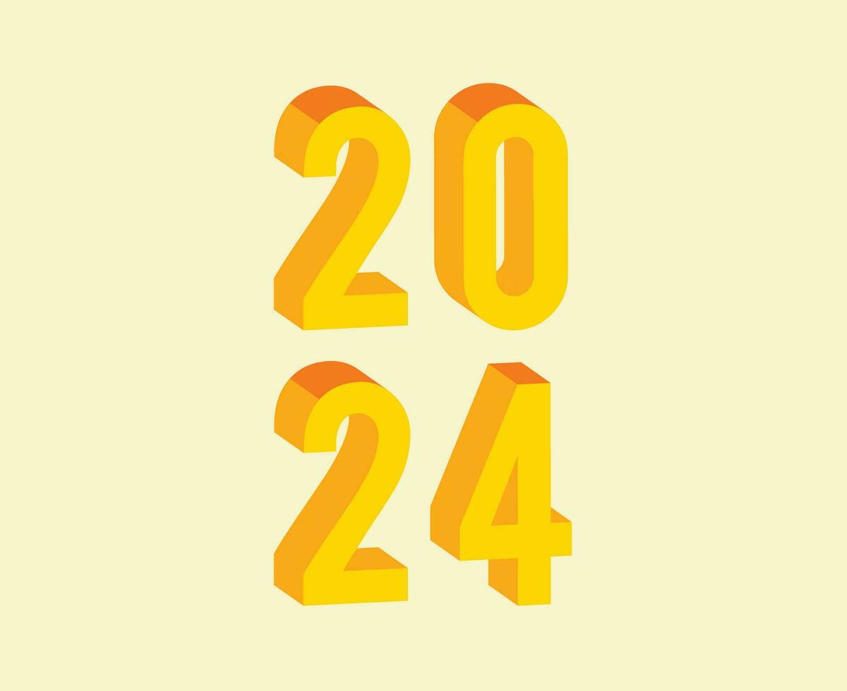 2024 gelukkig nieuw jaar abstract geel grafisch ontwerp vector logo symbool illustratie