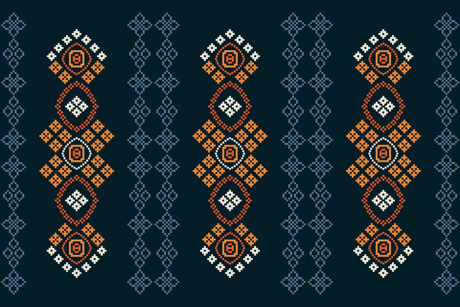 etnisch meetkundig kleding stof patroon kruis steek.ikat borduurwerk etnisch oosters pixel patroon blauw achtergrond. abstract,vector,illustratie. textuur,kleding,lijst,decoratie,motieven,zijde behang. vector