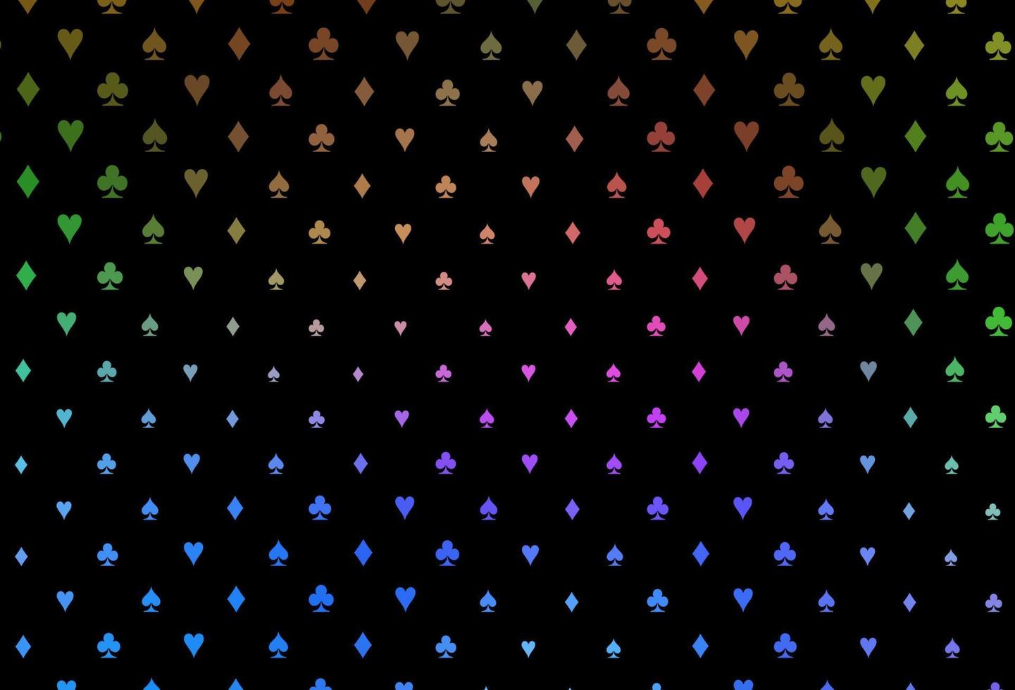 donker veelkleurig, regenboog vectorpatroon met symbool van kaarten. vector