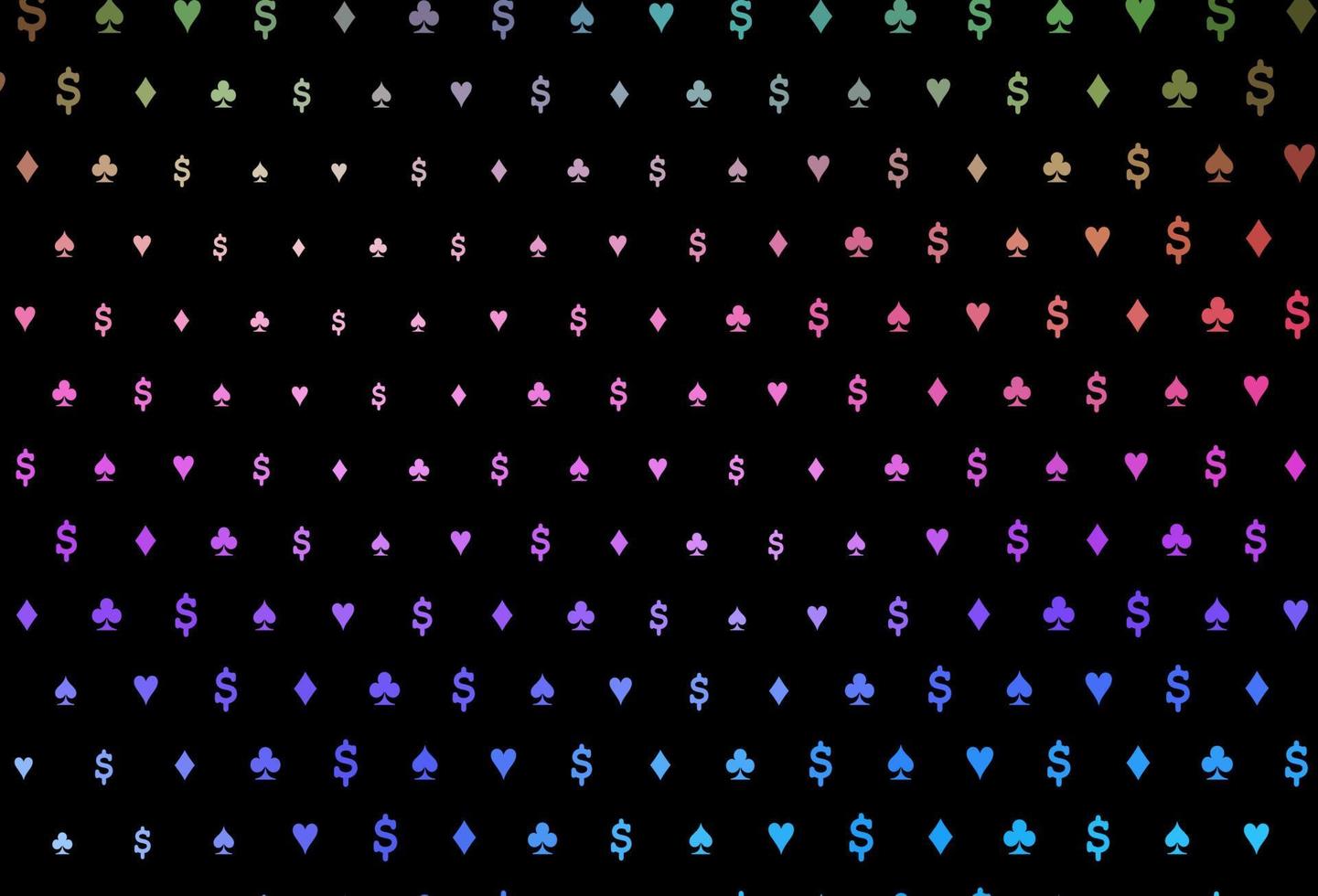 donker veelkleurig, regenboog vectorpatroon met symbool van kaarten. vector