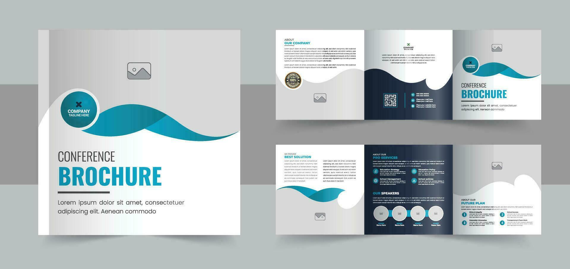 creatief conferentie plein drievoud brochure sjabloon, zakelijke plein drievoud brochure sjabloon of modern bedrijf drievoud brochure ontwerp vector