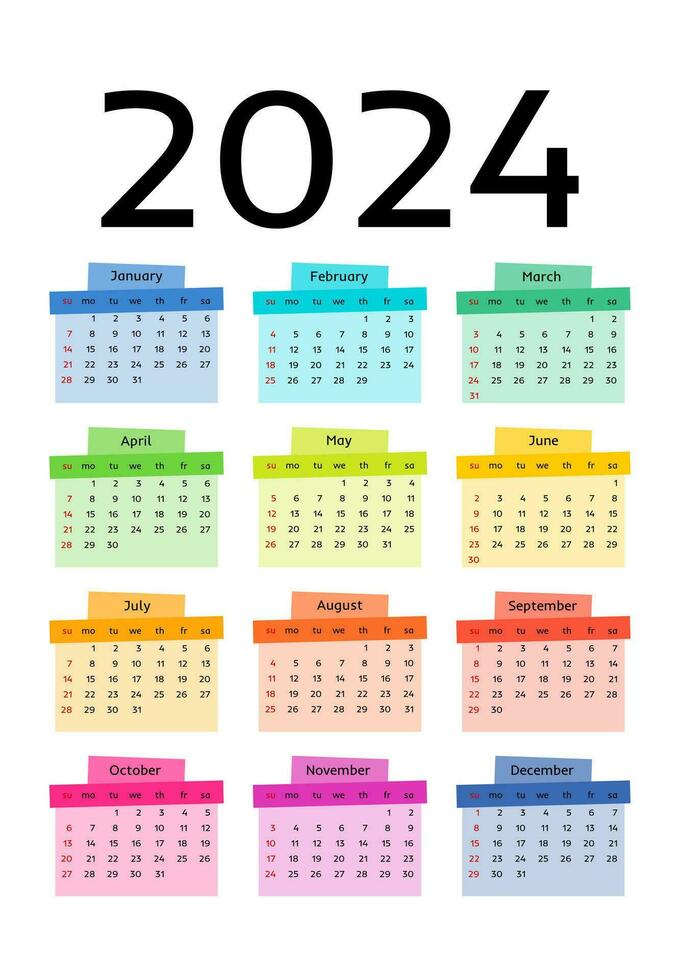 kalender voor 2024 geïsoleerd Aan een wit achtergrond vector