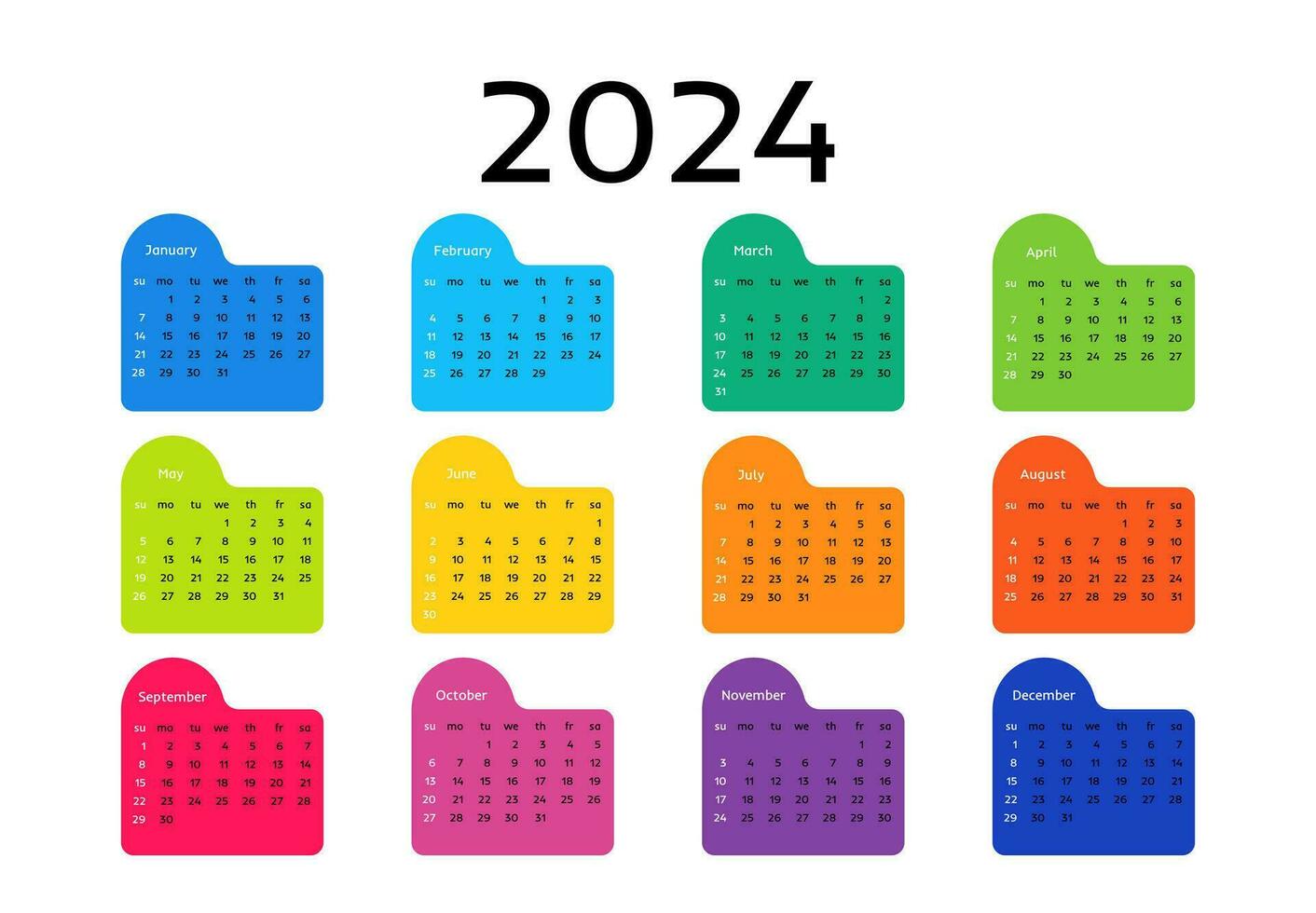 kalender voor 2024 geïsoleerd Aan een wit achtergrond vector