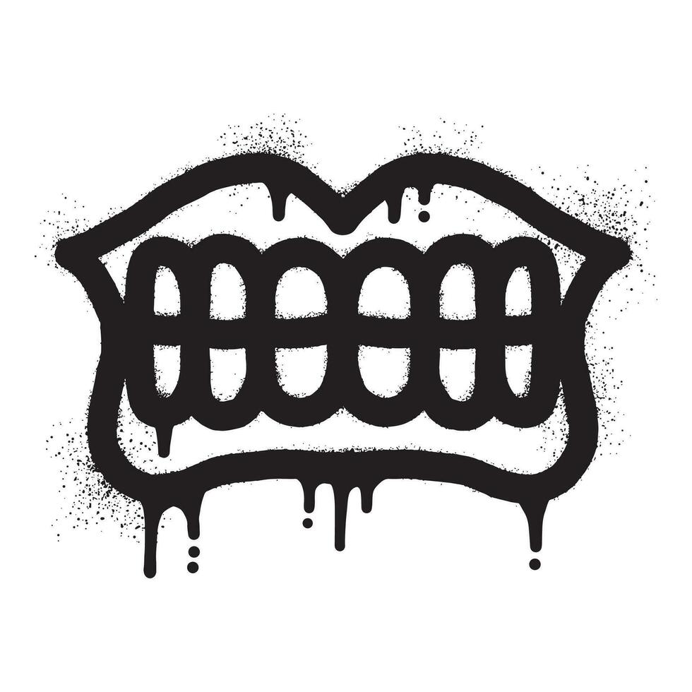 kunstgebit graffiti getrokken met zwart verstuiven verf vector