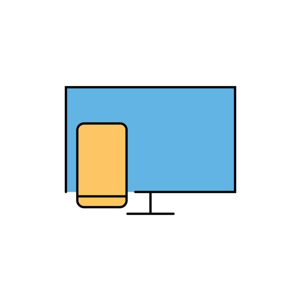computer technologie icoon. lijn, glyph en gevulde schets kleurrijk versie, toezicht houden op Scherm scherm schets en gevulde vector teken. symbool, logo illustratie. verschillend stijl pictogrammen set. vector grafiek