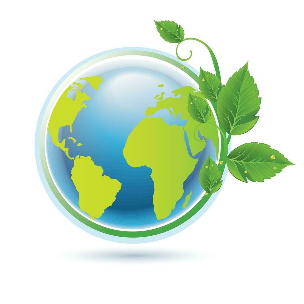 groen aarde concept met bladeren. milieu concept en wereld aarde dag vector