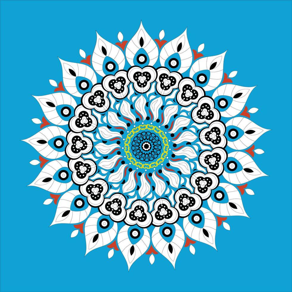 circulaire patroon in de het formulier van een mandala voor henna, mehndi, tatoeëren, decoratie. vector hand- getrokken tekening mandala. etnisch mandala met kleurrijk tribal ornamenten.