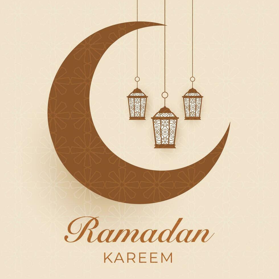 Ramadan kareem groet kaart met lantaarns vector