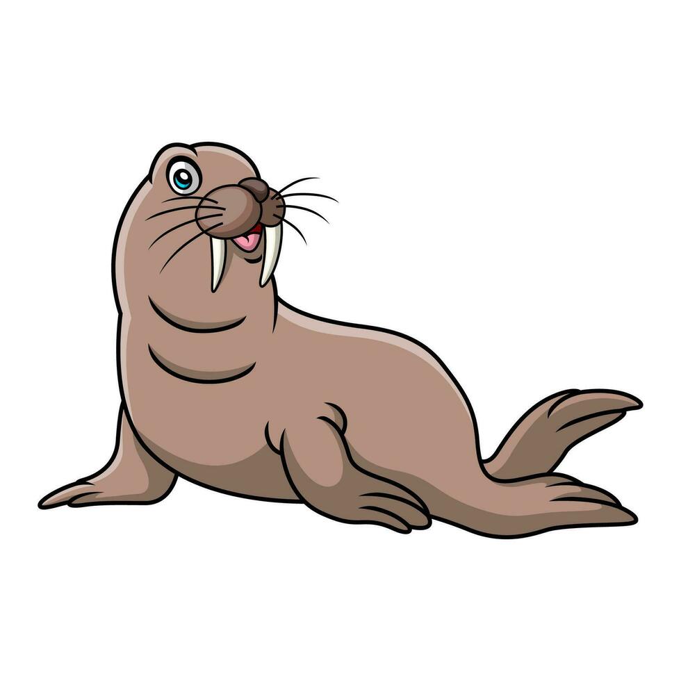 schattig walrus tekenfilm Aan wit achtergrond vector