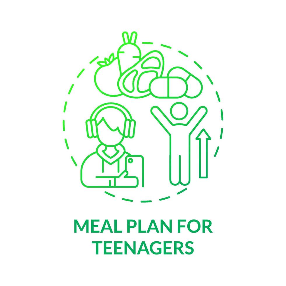 maaltijdplan voor tieners groen gradiënt concept icoon vector