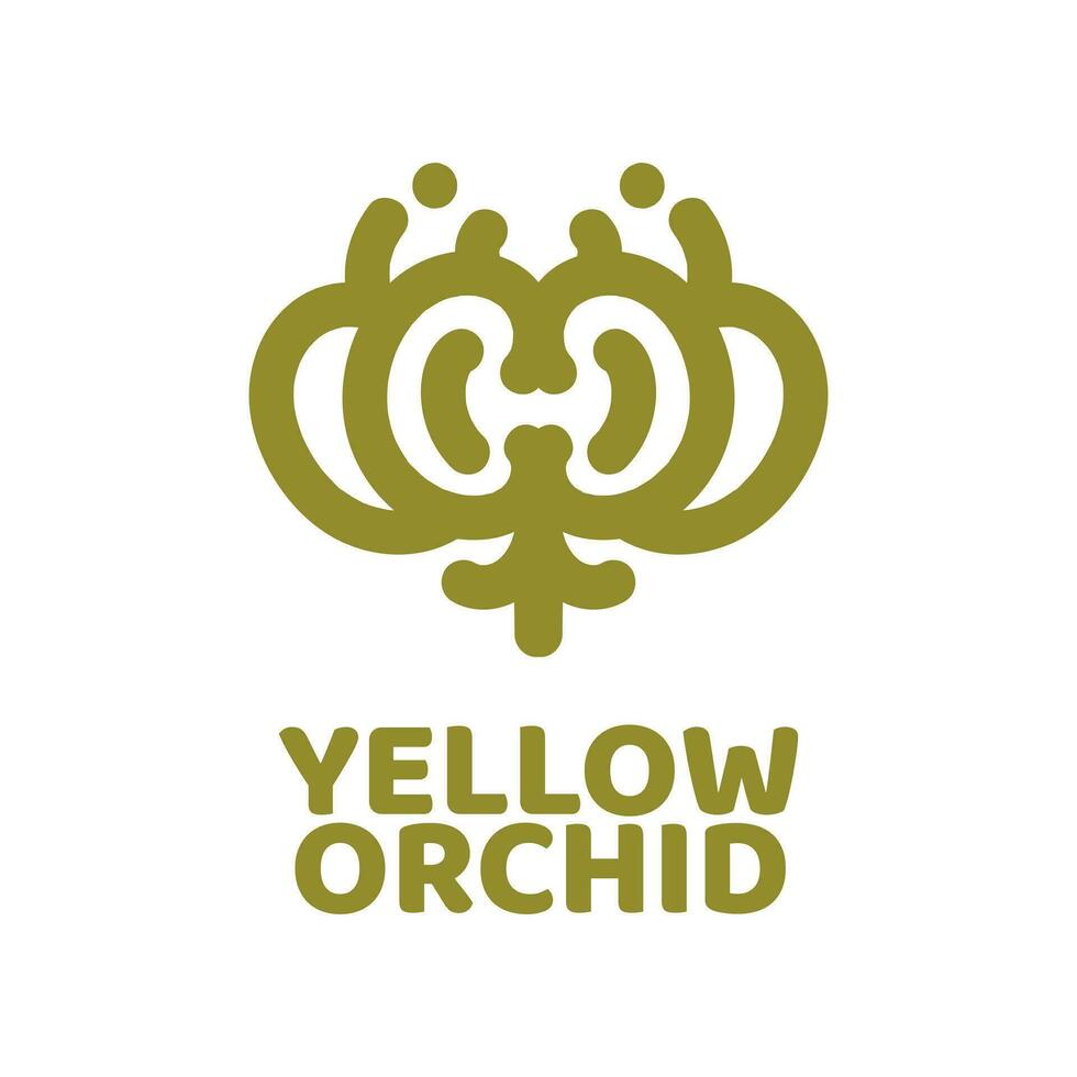 geel orchidee bloem flora natuur logo concept ontwerp illustratie vector
