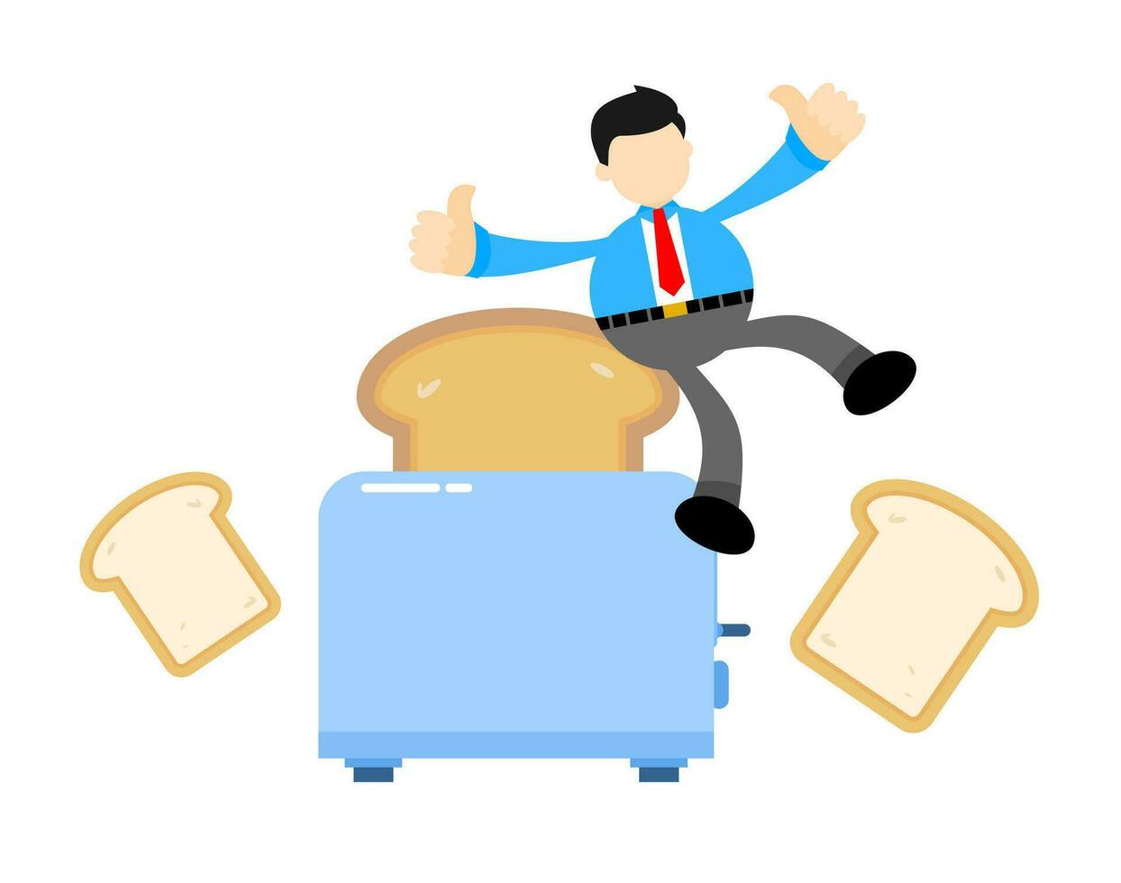 zakenman arbeider en brood geroosterd brood maker tekenfilm tekening vlak ontwerp stijl vector illustratie