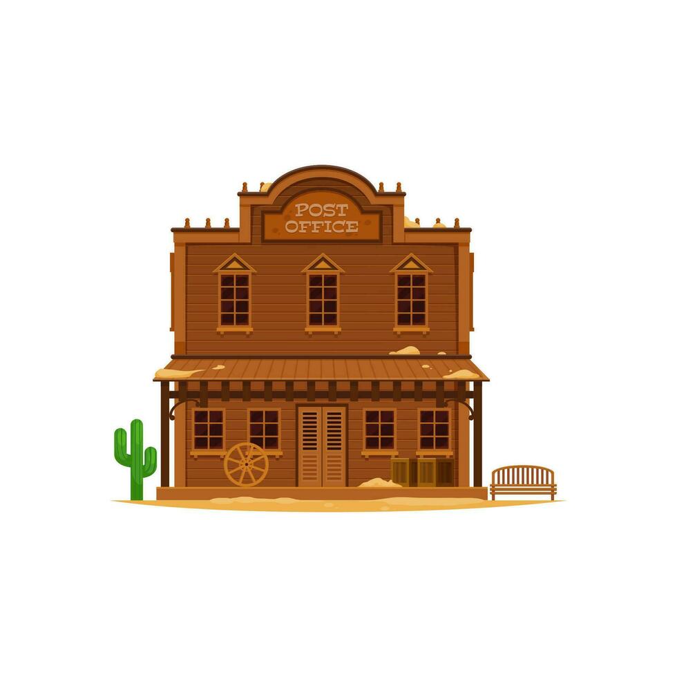 western wild west stad- post kantoor gebouw vector