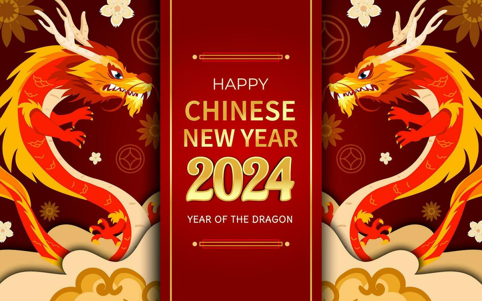 Chinese nieuw jaar van de draak 2024 vector