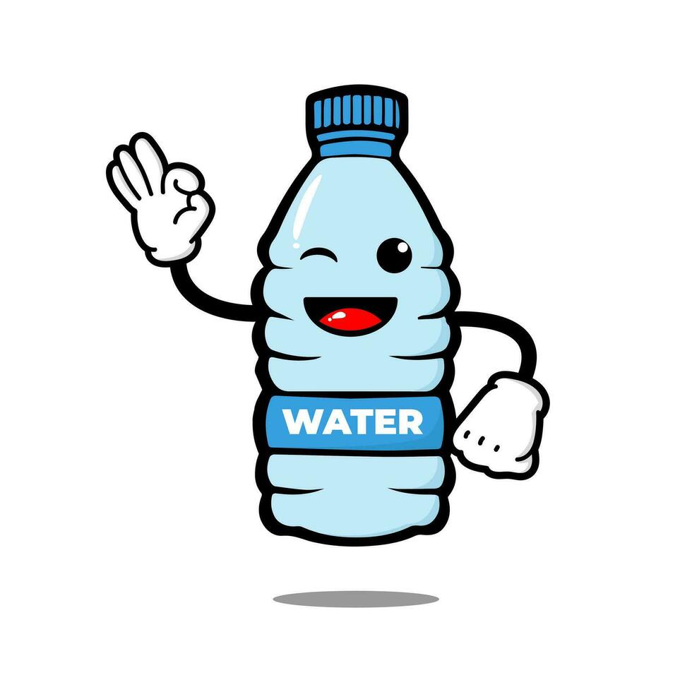 schattig fles tekenfilm karakter. mineraal water mascotte. vector