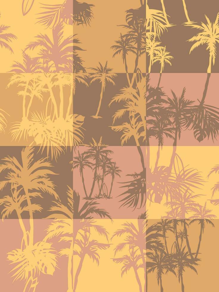 palm boom Aan geruit achtergrond patroon oppervlakte vector