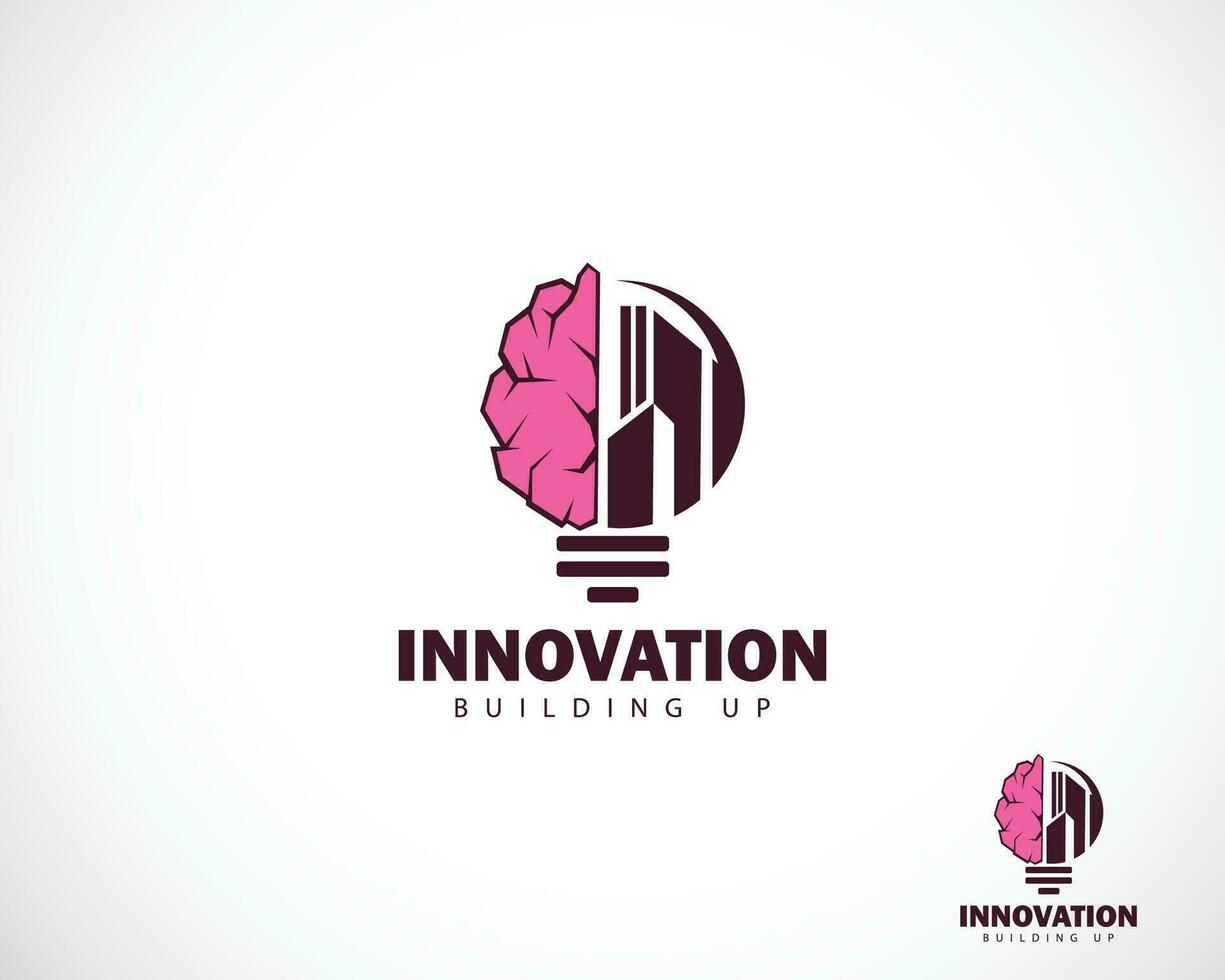 innovatie logo creatief lamp slim onderwijs icoon ontwerp hersenen bouwen bedrijf bouwen vector