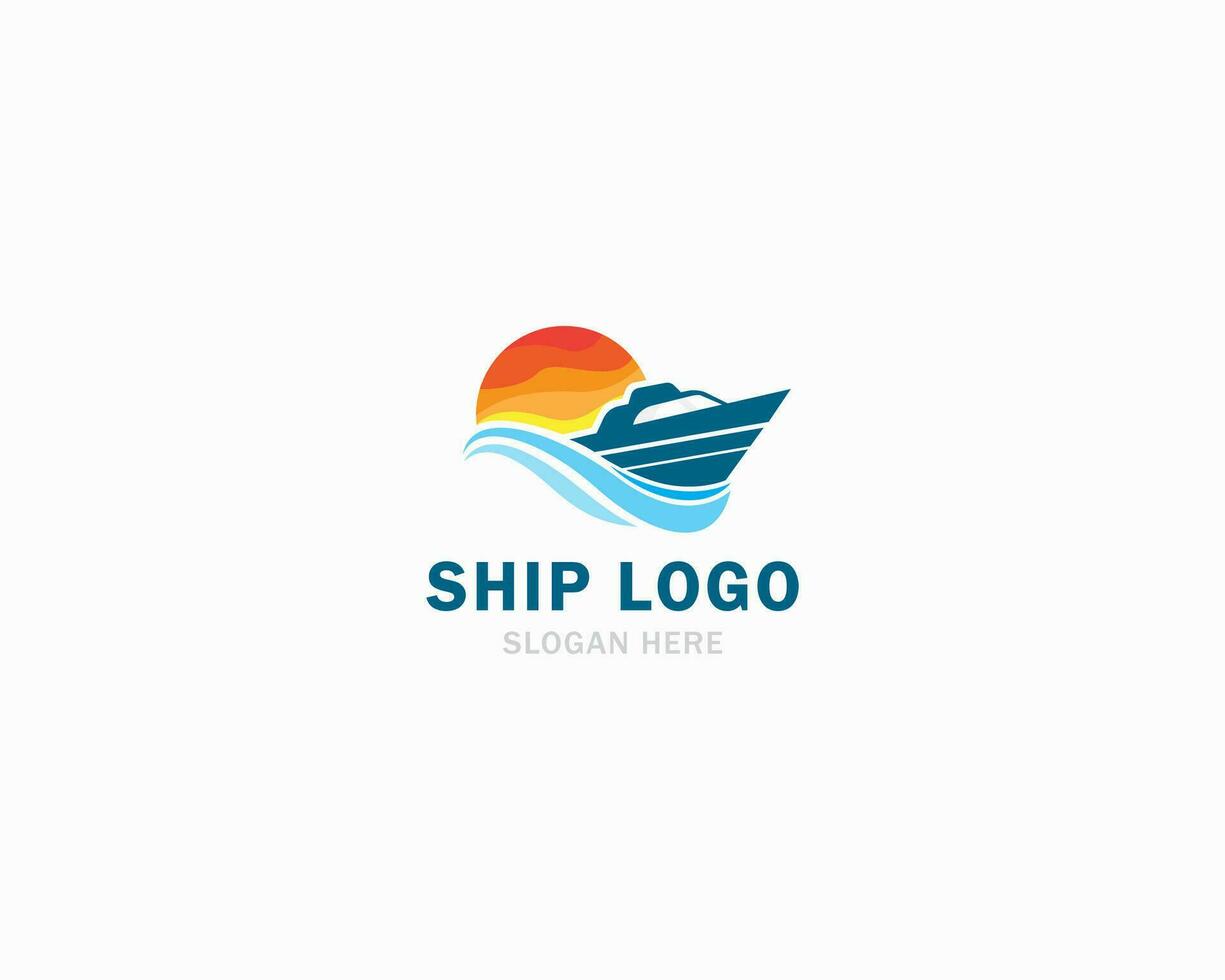 schip logo creatief vervoer reizen tekening kunst illustratie ontwerp vector