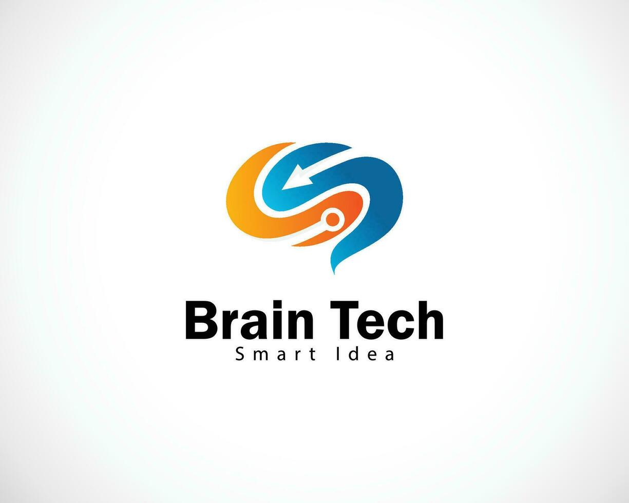 hersenen tech logo creatief slim idee icoon ontwerp aansluiten pijl vector