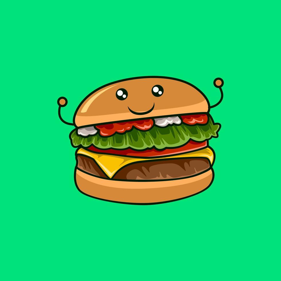 hamburger kawaii cartoon. perfect voor het logo van een fastfoodwinkel vector