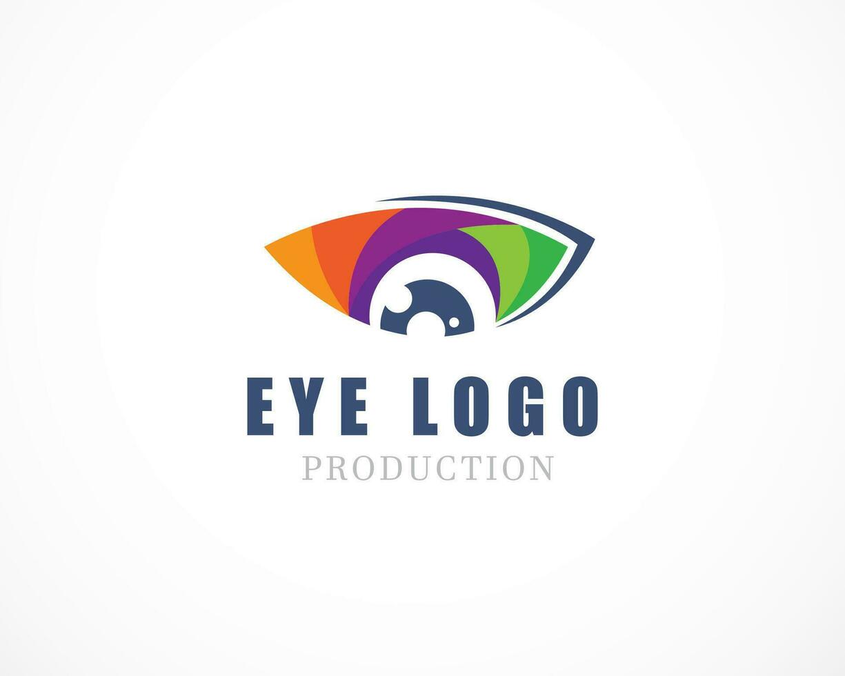 oog logo ontwerp vector sjabloon. veelkleurig media pictogrammen. creatief visie logotype concept. kleurrijk ogen logo visie.