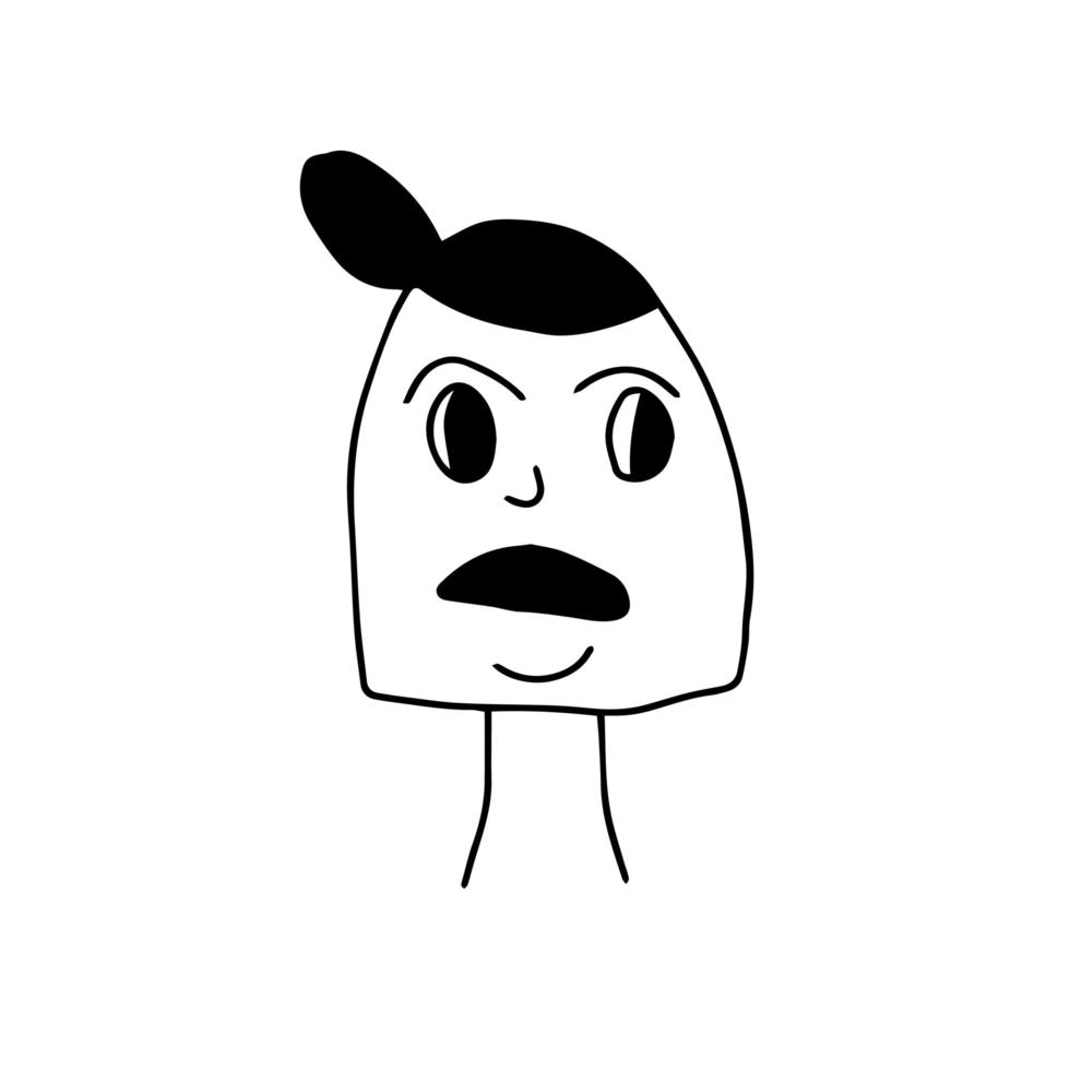 handgetekende cartoon gezicht doodle avatar, vectorillustratie vector