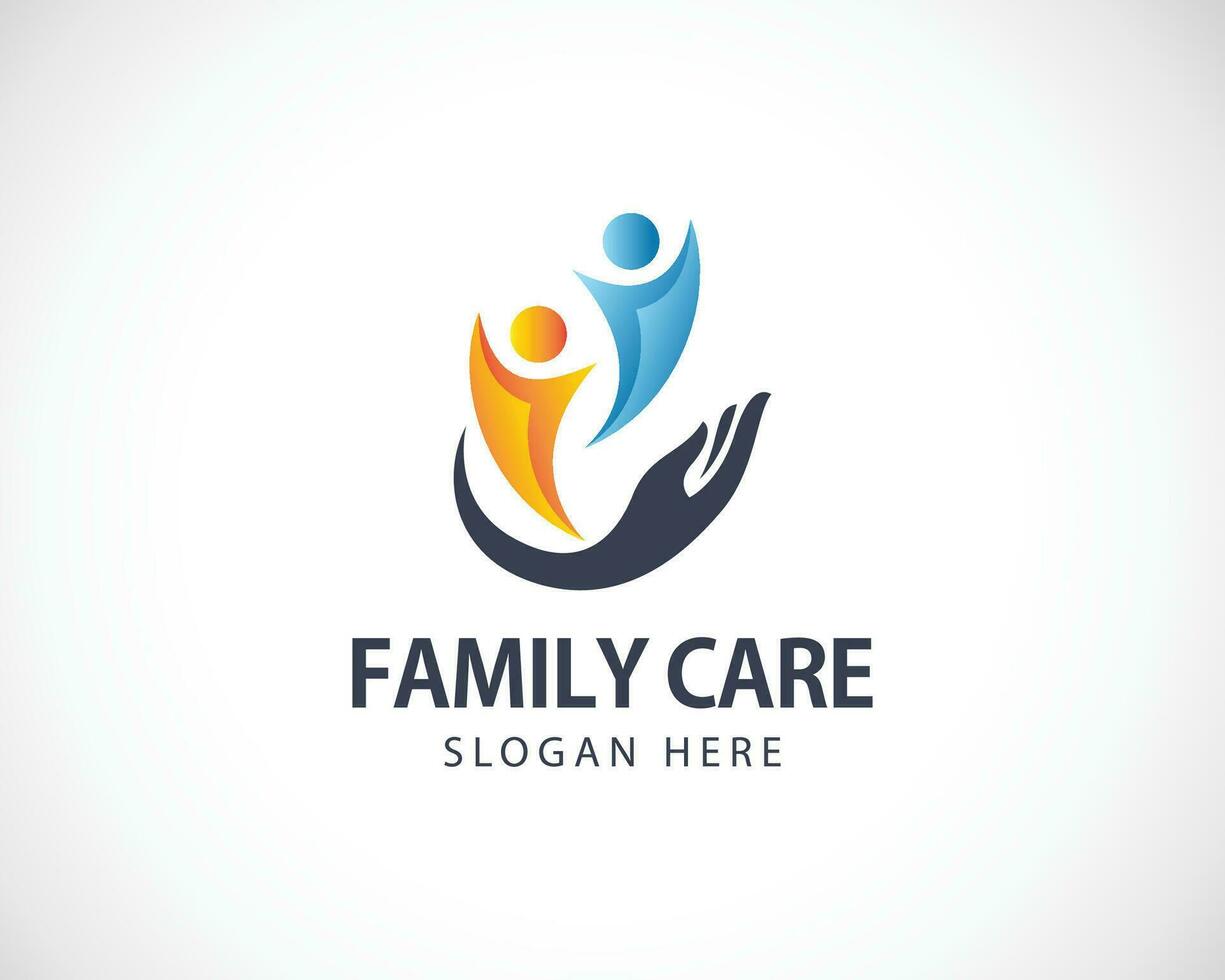 familie zorg logo creatief persoon mensen abstract logo concept hand- vector