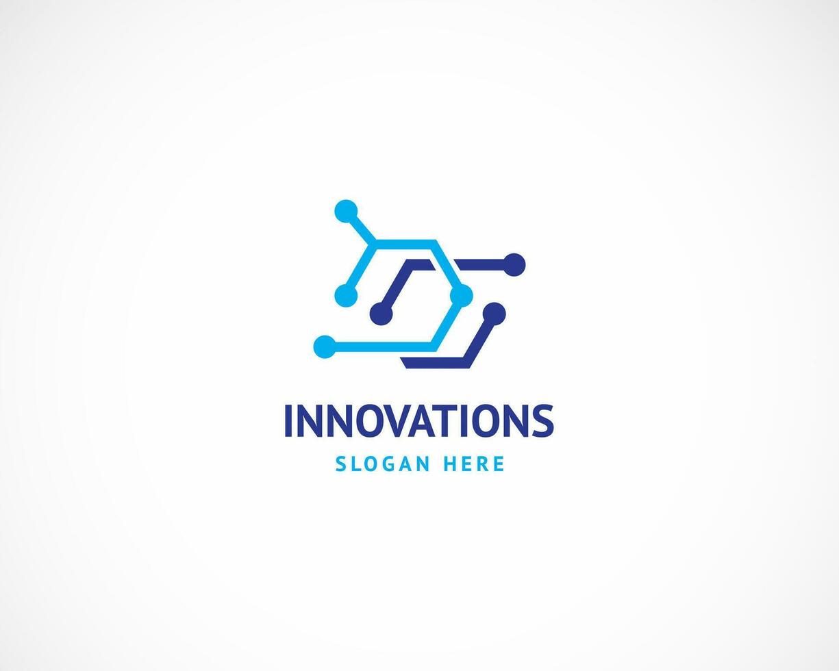 innovaties logo creatief wetenschap zeshoek laboratorium teken symbool vector