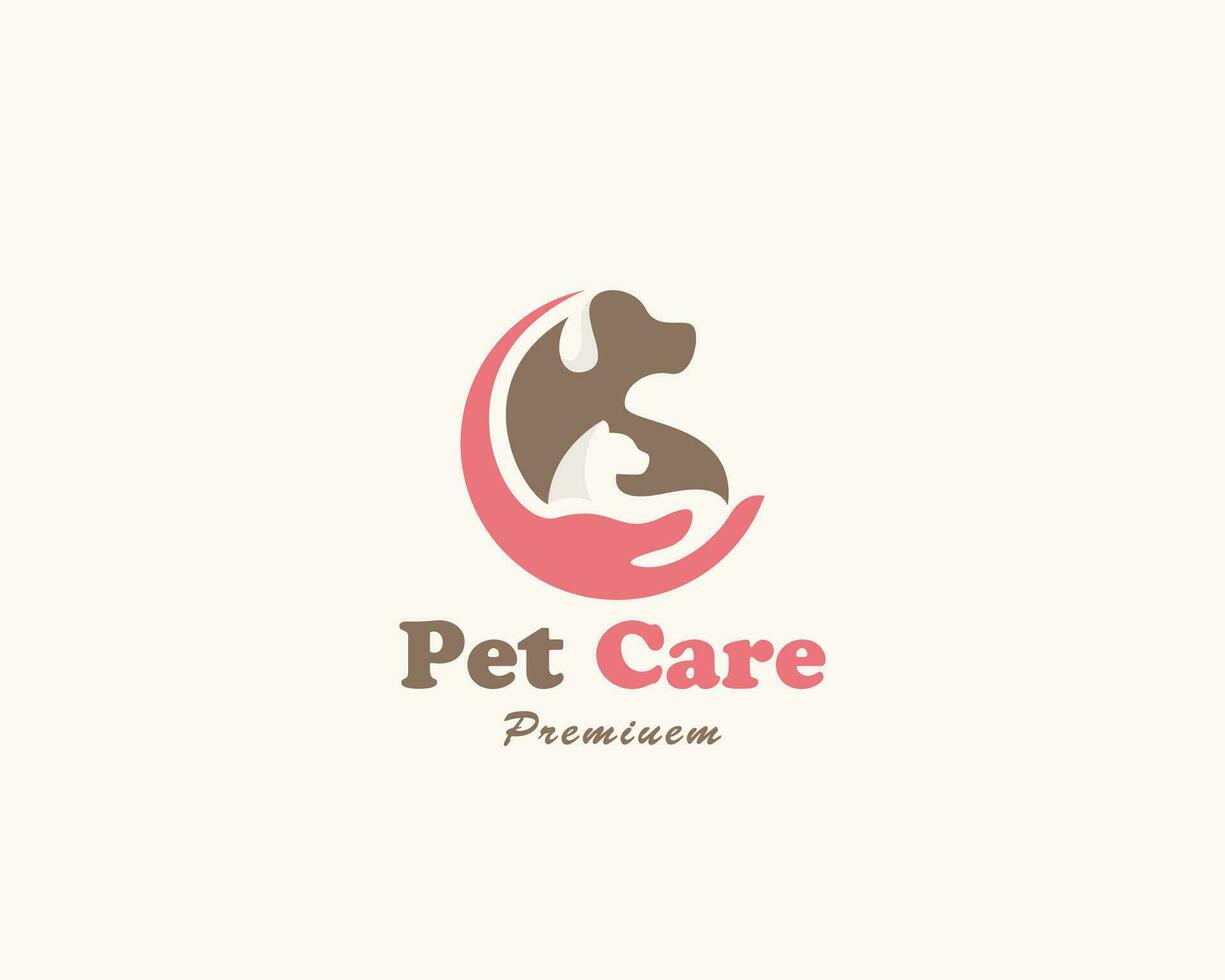 huisdier zorg logo creatief dier concept hand- voedsel Gezondheid zorg illustratie vector