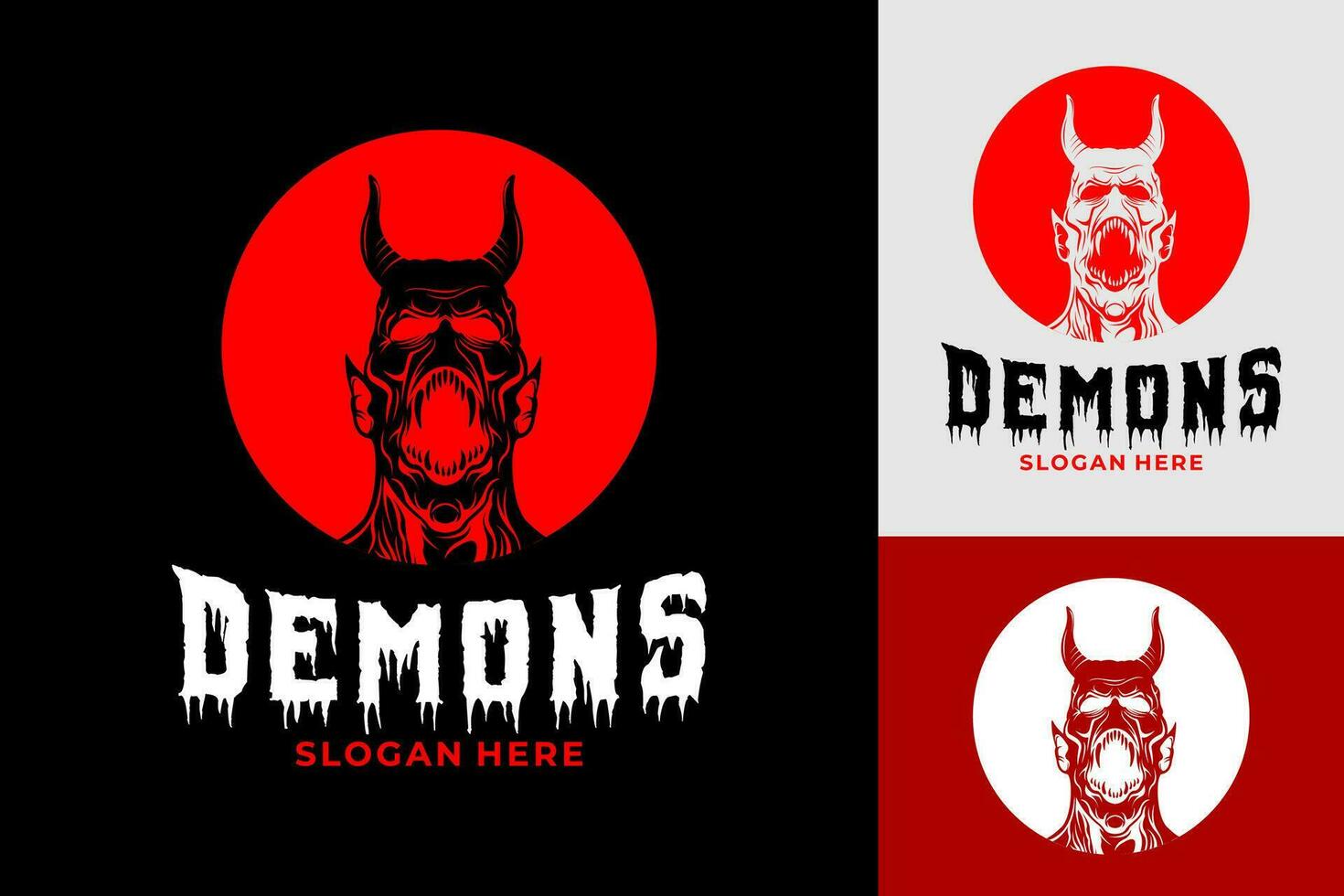 demon Satan schreeuw verschrikking spookachtig logo ontwerp vector